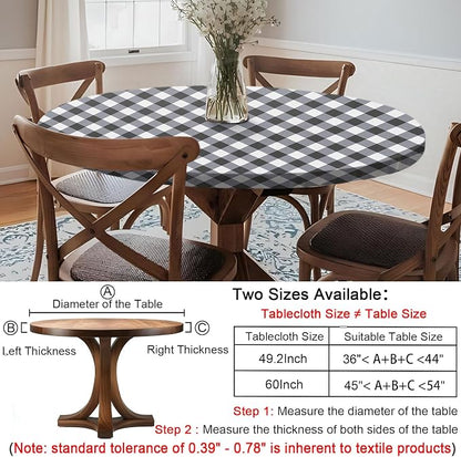 opstellen Fitted Round Tablecloth Waterproof Table Cloth Vinyl Indoor Outdoor Circle Coffee Cover for 36-44" Tables Dining Kitchen Home Gear Gifts Summer Fall Patio Picnic Camping Vacation Supplies