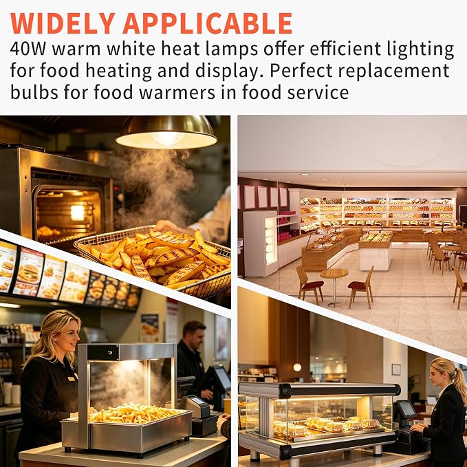 Heat Light Bulb 40 Watt Compatible with Hatco Oven 02.30.265.00 E26 Base | High Temp Oven Light Bulb A15 120V for Commercial Food Warming Cabinets and Displays Replace 02.30.265, 02.30.265.12 2-Pack
