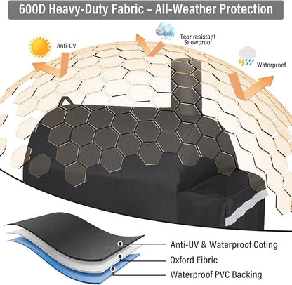 Uniflasy Grill Cover for Royal Gourmet CC1830S/CC1830V Waterproof | 600D Charcoal grill cover for 30 in barrel grills; 45 x 29 x 45 in size with straps, handles and storage bag for outdoor use