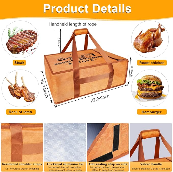 BBQ Blanket for Resting Meat, Large Brisket Resting Bag, Heavy Duty Smoker Meat Insulated Resting Bag, Insulated Meat Resting Bag for Smoking Large Brisket/Beef (49L Capacity)