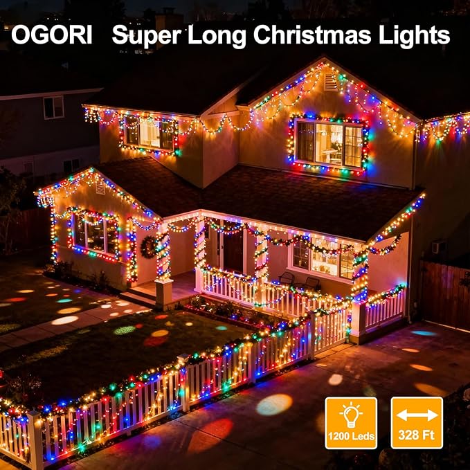 OGORI 328FT 1200LED Fairy Lights Outdoor, Multicolor Fairy String Lights 8 Modes Remote & Timer, IP67 Waterproof Fairy Tree Lights for Bedroom, Wedding, DIY, Centerpiece, Christmas Decorations