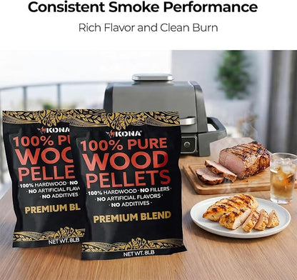 Kona Premium Blend Smoker Pellets, Intended for Ninja Woodfire Outdoor Grill, 8 lb Resealable Bags