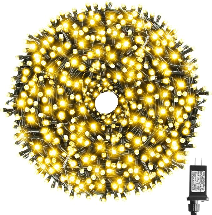 262FT 800 LED Christmas String Lights, Christmas Lights | Plug 8 Modes Memory Function with Timer, UL Certified Outdoor Indoor Fairy Light Christma s Tree, Patio, Party (Warm White)