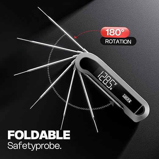 0.3 Sec Instant Read Meat Thermometer Digital for Cooking, ±0.5℉ Precision, Food Thermometer for Grilling, Air Fryer, Smoker, Candy, BBQ Essentials Accessories, Gifts for Him Men Dad Birthday, Grey