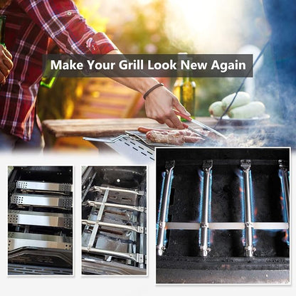 Criditpid Grill Replacement Parts for Charbroil 463241113 463449914 4 Burner Gas Grill, Stainless Steel Heat Plate Shields, Crossover Tubes, Igniters and Grill Burner Parts for Charbroil 463449914