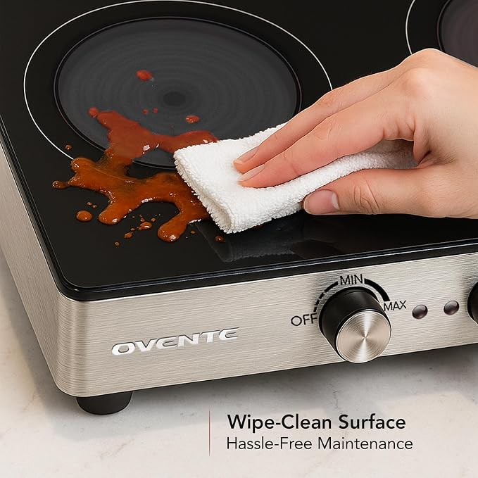OVENTE Infrared Ceramic Double Burner, 1800W Hot Plate, Black BGI302GB (Pack of 3)