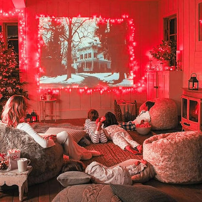 JMEXSUSS 600 LED Red Christmas Lights Outdoor, Red String Twinkle Fairy Lights Indoor Plug in, Valentines Day Lights Clear Wire for Tree Party Christmas Graduation Party Decorations | 168Ft Red Halloween Lights Clear Wire with Remote for Bedroom Room P...