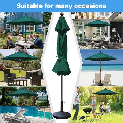 Eurmax USA 10-Year-Non-Fading 10FT Outdoor Patio Market Umbrella,UPF50+ UV Resistant Sun Shade,Heavy Duty Commercial Grade,Crank Lift Design,Windproof Vented Top for Garden,Pool,Deck,Forest Green