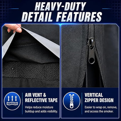 Vertical Smoker Cover Compatible with Pit Boss 4/5 Series, 73550 Pellet Smoker Cover for PBV5P1, PBV5PW1 and PBV4PS1, 600D Heavy Duty Outdoor Smoker Cover with Zipper and Air Vents