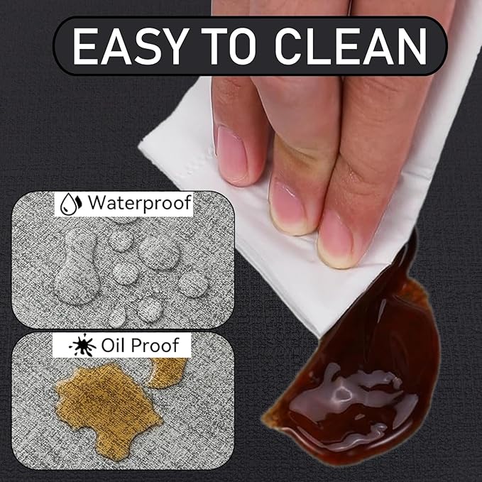 Round Table Placemats Set of 4, Faux Leather Wedge Shape Place Mats Heat Resistant Wipeable Washable Table Mats, Heavy Duty Kitchen Dining Mats(Black)