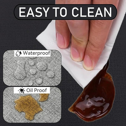Round Table Placemats Set of 4, Faux Leather Wedge Shape Place Mats Heat Resistant Wipeable Washable Table Mats, Heavy Duty Kitchen Dining Mats(Black)