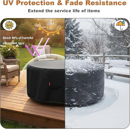 SheeChung Fire Pit Cover Round 30"Dx25"H,Propane Firepit Covers for BALI OUTDOOR Fire Pit,Waterproof 600D Outdoor Cover,Outside Gas Fire Pit Cover