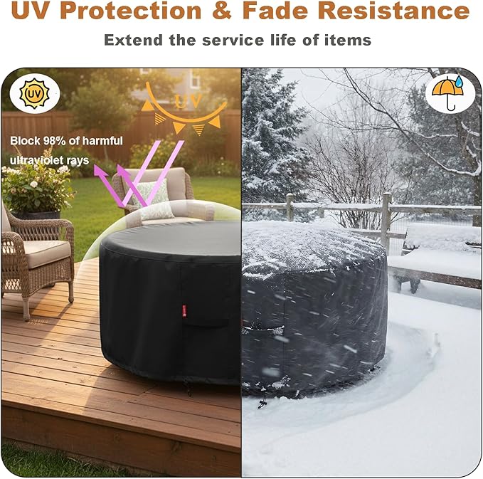 SheeChung Fire Pit Cover Round 33"Dx30"H for Globe fire Ball,Waterproof Heavy Duty 600D Wood Fire Globe Fire Pit Cover for Outdoor fire with BBQ Grill Globe Large Round Pit