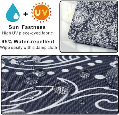 NettyPro Patio Bench Swing Loveseat Cushion Covers, Water Resistant UV Protection Outdoor Furniture Cushion Slipcovers with Zipper, Slate Grey Paisley, 48 x 18 x 3 Inch