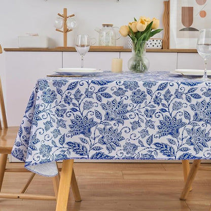 LIBERECOO Heavy Duty Vinyl Tablecloth with Flannel Backing Waterproof Oil-Proof Plastic Table Cloth Stain-Resistant Wipeable Rectangle or Square Table Cover for Indoor and Outdoor 60 x 84 Inch