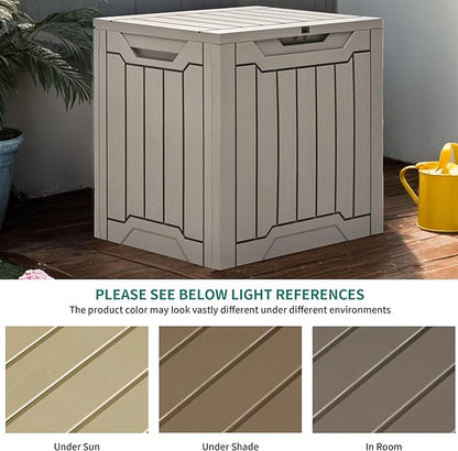 YITAHOME 31 Gallon Resin Deck Box Outdoor Storage Box and Waterproof Package Delivery Box with Lockable Lid forPatio Furniture, Garden Tools, Pool Supplies, Taupe