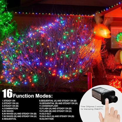 200LED 66FT Multicolor Christmas Mini String Lights,Plug in Waterproof Connectable LED Fairy Lights,Indoor & Outdoor Christmas Tree Lights for Home Party Garden Yard Bedroom Decor