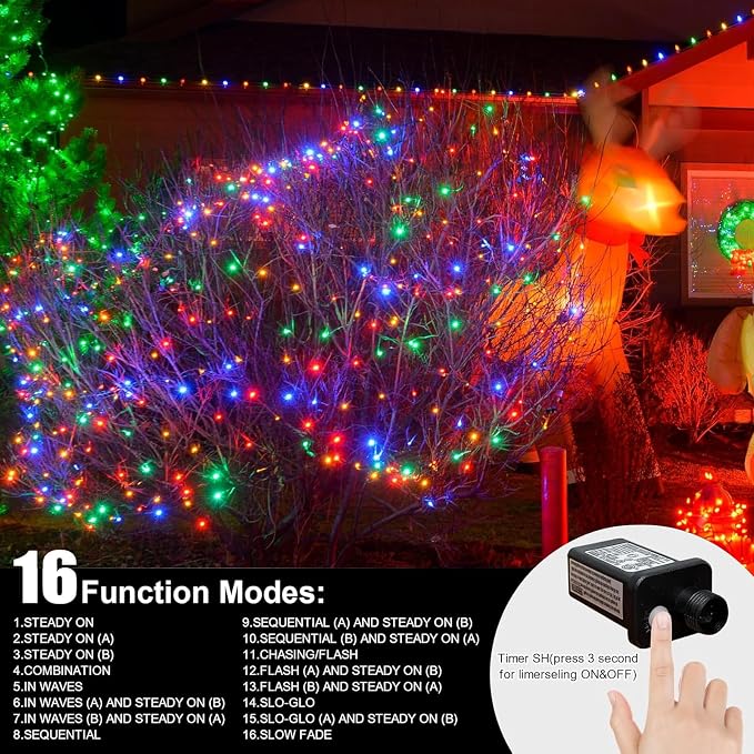 100LED 33FT Multicolor Christmas Mini String Lights,Plug in Waterproof Connectable LED Fairy Lights,Indoor & Outdoor Christmas Tree Lights for Home Party Garden Yard Bedroom Decor