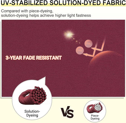 downluxe Outdoor Chair Cushions Set of 4 for Patio Furniture, Water-Resistant Square Corner Patio Chair Cushions with Ties, High Density Foam Outdoor Seat Cushion, 18.5" X 16" X 3", Burgundy