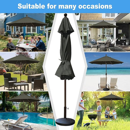 Eurmax USA 10-Year-Non-Fading 10FT Outdoor Patio Market Umbrella,UPF50+ UV Resistant Sun Shade,Heavy Duty Commercial Grade,Crank Lift&Tilt,Windproof Vented Top for Garden,Pool,Deck,Charcoal