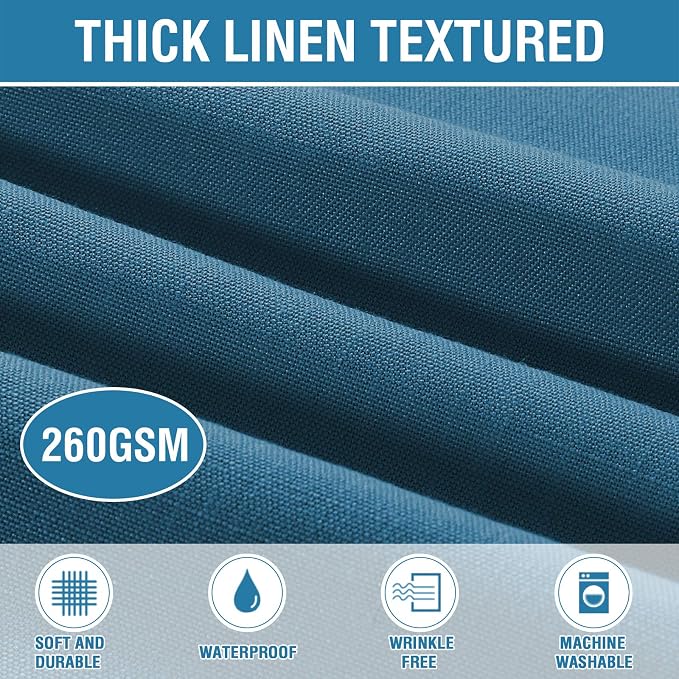 H.VERSAILTEX Linen Textured Table Cloths 60 x 120 Inch Premium Solid Tablecloth Spill-Proof Waterproof Table Cover for Dining Buffet Feature Extra Soft and Thick Fabric Wrinkle Free, Ink Blue