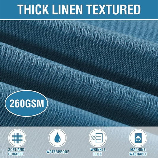H.VERSAILTEX Linen Textured Table Cloths 60 x 84 Inch Premium Solid Tablecloth Spill-Proof Waterproof Table Cover for Dining Buffet Feature Extra Soft and Thick Fabric Wrinkle Free, Ink Blue