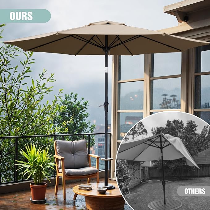 Sannwsg Patio Umbrellas, Pool Umbrella with 8 Sturdy Ribs, Outdoor Umbrella with Push Button Tilt/Crank, Deck Umbrellas, Market Umbrela Table for Backyard, Deck, Garden, Pool