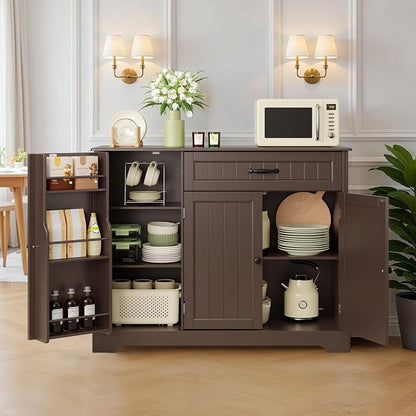 Buffet Cabinet with Storage Shelf, Dark Brown | Coffee Bar for Kitchen, Dining, Laundry, or Living room