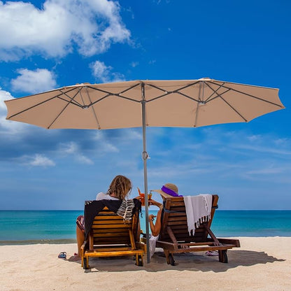 15ft Double Sided Patio Umbrella Replacement Canopy,12 Ribs Umbrella Replacement Top Cover,Frame NOT Included