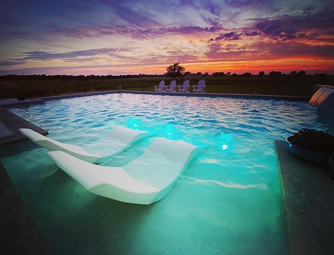 Aqua Outdoors Pool Chaise Lounge Chairs for Ledge & Shelf, Water-Weighted Pool Lounger for Depths Up to 9”, No Screw Plugs & Tools Needed, Classic White Ledge Lounger, Set of 1