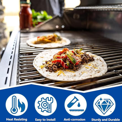 SafBbcue Replacement Parts for Monument Mesa 400, 25392 and 13478, A005 Cast Iron Griddle and 98888 Stainless Steel Grill Grates for Monument Grills 4-Burner Propane Gas Grill Accessories