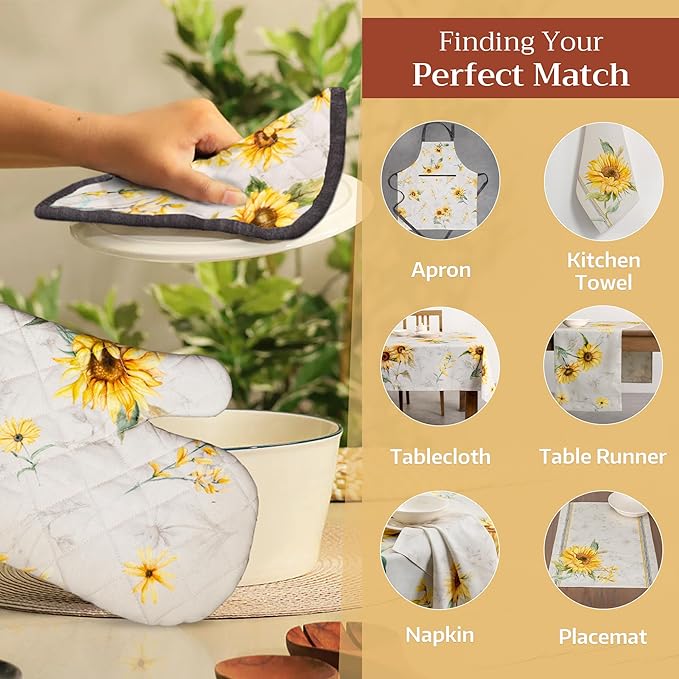 Maison d' Hermine Pot Holders 100% Cotton Heat Resistant Potholders 8" x 8" Hot Pads with Loop BBQ Cooking Baking Hotel Farmhouse Kitchen Handling Hot Pans Spring Summer (Pack of 1, Candice)