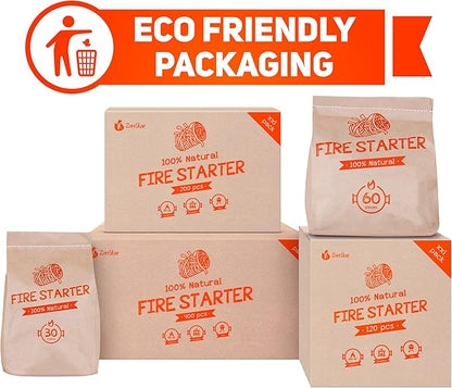 Fire Starters XXL 120 pcs - Firelighters for Indoor and Outdoor Use, Compatible with Solo Stove, Green Egg and Other firepits and BBQs - Box of 100% Waterproof Firestarters (Pack of 2)