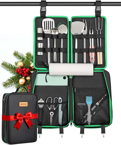 FANGSUN Camping Cooking Set, 16 PCS Portable Camping Utensil Set | Hanging Straps, Carrying Bag, Compact Storage, Outdoor Cooking Essentials, Picnicking, RV Camping & Hiking, Backpacking