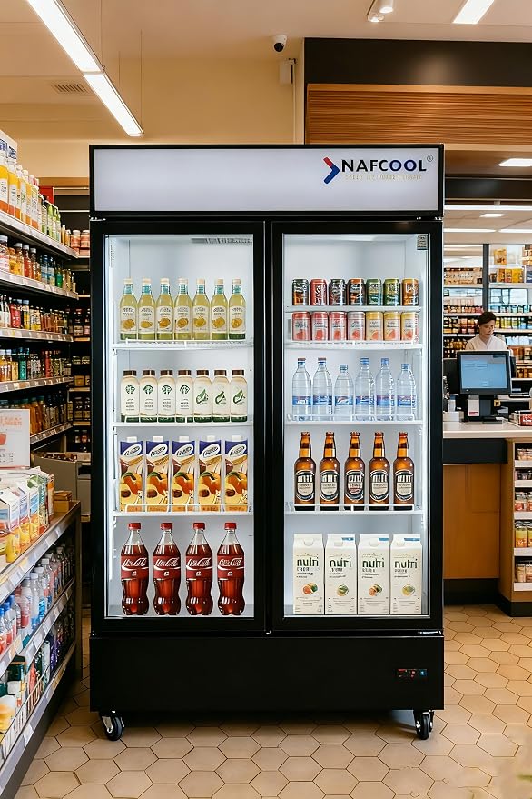 Commercial Beverage Refrigerator Display Fridge,Two Glass Door Drink Cooler with Adjustable Shelves,ETL Approval,45 Cu Ft,47.5" Wide,Wheels Included