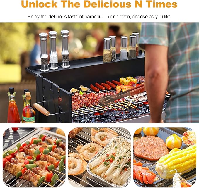 Ergocar BBQ Grill, Portable Stainless Steel BBQ, Detachable Charcoal Grill with Stand, Smoker Grill Racks for Outdoor, Travel, Picnic, Camping, Garden Summer Party