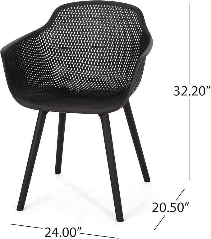 Christopher Knight Home Davina Outdoor Dining Chair (Set of 4), Black
