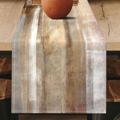 Brown Grey Table Runners Modern Art Farmhouse Linen Table Runners Dresser Scarves Retro Rustic Style for Party Kitchen Dining Table Coffee Holiday Party Decor (Brown Grey, 13"x 71")