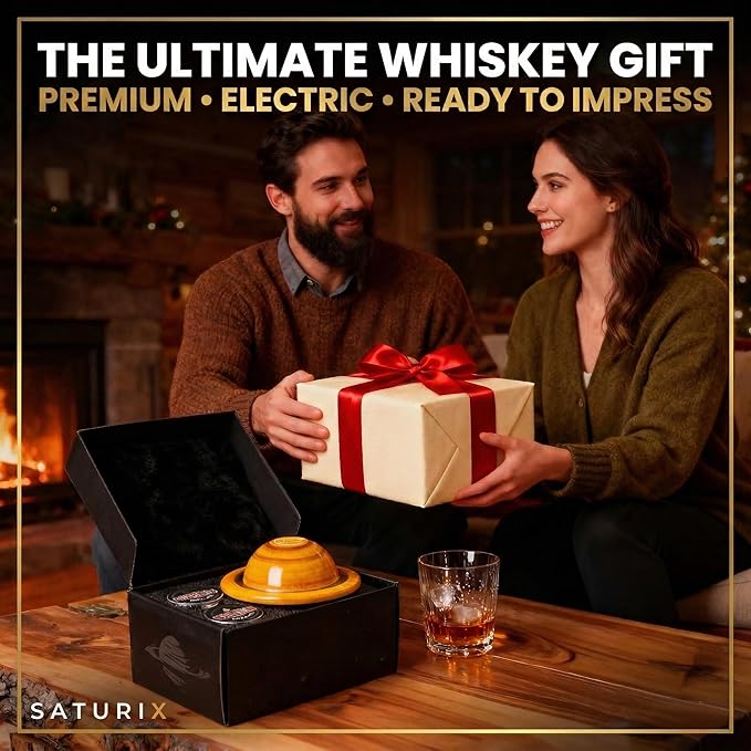 Electric Cocktail Smoker Kit - Rechargeable Whiskey Smoker with 6 Wood Chip Flavors, Flame-Free, USB-C Charging, Old Fashioned & Bourbon Gift Set for Men, Husbands & Dads