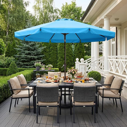 ABCCANOPY 9FT Scalloped Patio Umbrella Table Market Umbrella, Lake | Durable 8 Sturdy Fiberglass Ribs, Push Button Tilt and Crank, UV Protection Waterproof Outdoor Umbrella, Valance Style