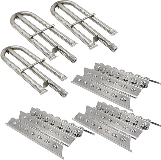 Hisencn Replacement Parts for Perfect Flame 3019L, 3019LNG Gas Grill Models Stainless Steel Replacement Grill Parts SS Burner & SS Heat Plate Repair Kit