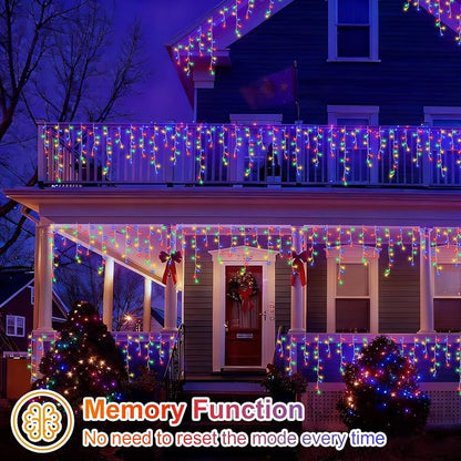 YEGUO 33ft 400 LED Icicle Christmas Lights Outdoor Waterproof, 80 DropsIcicle Light Indoor, 8 Modes Icicle Xmas Lights with Memory Timer(Multicolor)