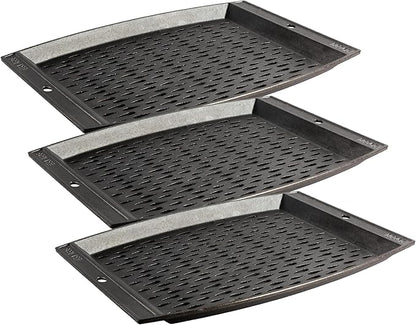 Lodge Pre-Seasoned Cast Iron Rectangle Grill Topper - Use on the Grill - Grilling Pan Designed to Protect Food from Falling Through the Grate - Cast Iron 15 Inch (Pack of 3)
