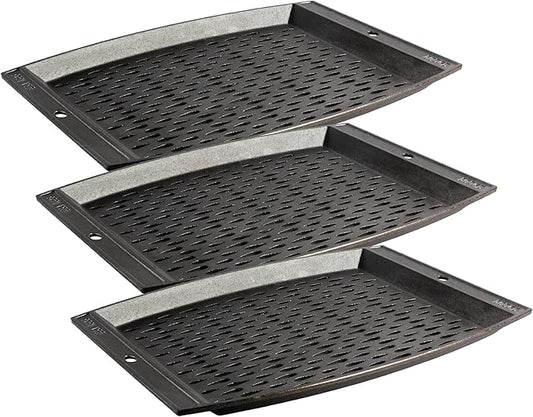Lodge Pre-Seasoned Cast Iron Rectangle Grill Topper - Use on the Grill - Grilling Pan Designed to Protect Food from Falling Through the Grate - Cast Iron 15 Inch (Pack of 3)
