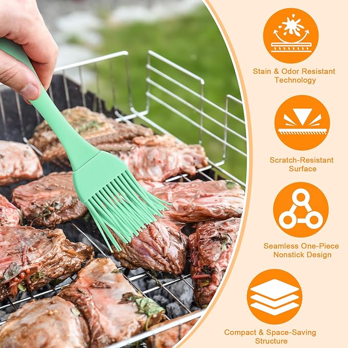 Boao 14 Pcs Heat-resistant Turkey Baster Cooking Set Includes 8 Pcs 11 Inch Large Syringe Turkey Baster, 2 Basting Brush, 4 Cleaning Brush, Meat, Food Injector for Poultry, Beef,Chicken(Vibrant Color)
