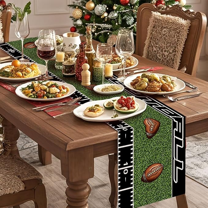 Football Table Runner,Dining Decor for Kitchen Coffee Table Family Dinners Holiday Parties Wedding Events Decor(13x72 inch)