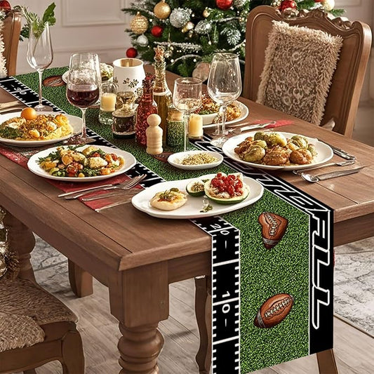 Football Table Runner,Dining Decor for Kitchen Coffee Table Family Dinners Holiday Parties Wedding Events Decor(13x72 inch)