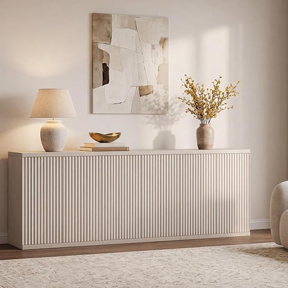 SICOTAS Buffet Cabinet with Storage Accent Sideboard Modern Credenza with Doors & Shelves Fluted Media Console Mid Century Coffee Bar Table for Living Room Kitchen Dining Room Hallway