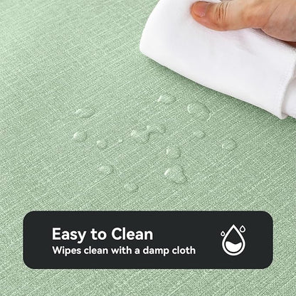 Romanstile 100% Waterproof PVC Tablecloth Square, Oil Spill Proof Stain Resistant Vinyl Table Cloth, Wipe Clean Plastic Table Covers for Kitchen/Dining/Parties - 54 x 54 Inch, Sage