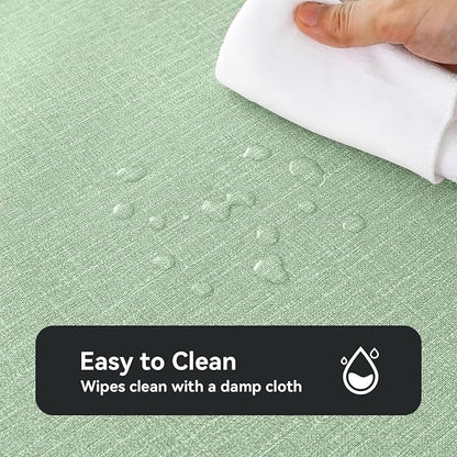 Romanstile 100% Waterproof PVC Tablecloth Rectangle, Oil Spill Proof Stain Resistant Vinyl Table Cloth, Wipe Clean Plastic Table Covers for Kitchen/Dining/Parties - 54 x 108 Inch, Sage